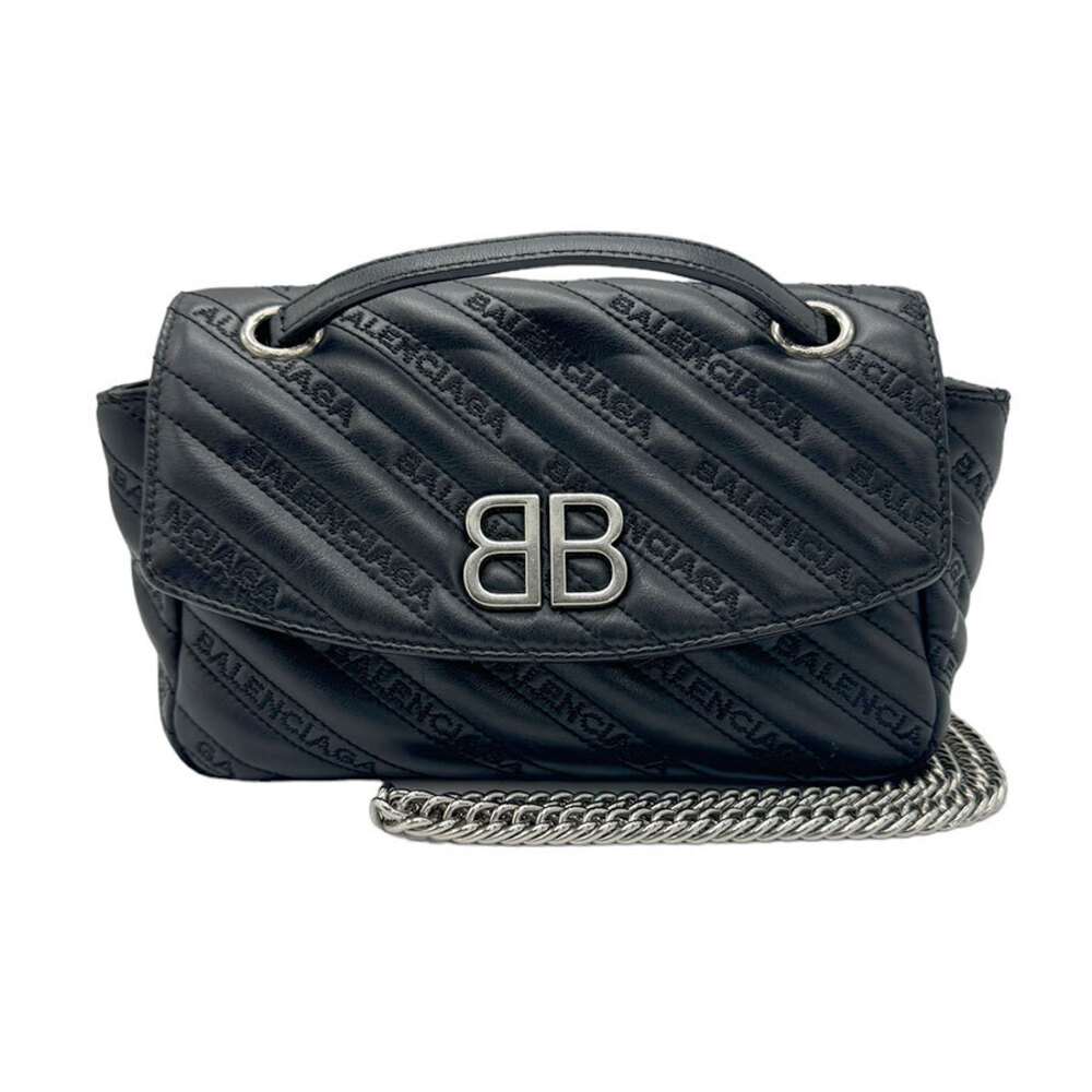 Balenciaga Shoulder Bag Crossbody Leather Metal Black Silver - Picture 1 of 4